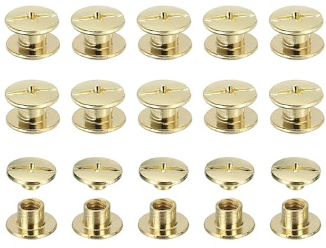 PATIKIL Viti Chicago, 60 Pezzi M5 x 4mm Viti A Testa Phillips In Acciaio Al Carbonio Rivetti Viti Di Fissaggio Chiodi Rivetti Per Cinture Borsa Zaino Legatoria Artigianato, Colore Oro