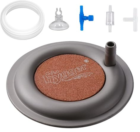 hygger Aquarium Air Stone, 2.6 Inch Nano Air Stone Makes Super Tiny Bubbles, Ultra Quiet Dissolved Oxygen Diffuser Small Airstone with Stainless Steel Base for Aquarium, Fish Tank & Hydroponic, Round