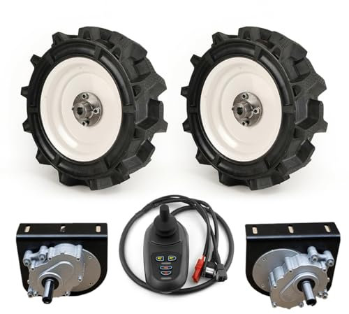 Farm Marshland Elektrische Dolly Handwagen Trolleys Joystick Steuerung Dual Drive Motor Kit mit 14 Zoll Vollreifen (with Joystick, 350W-120RPM（6kph）)