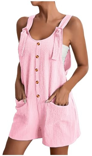 Generisch Jumpsuit Latzhose Damen schwarz Hosenanzug schwarz Glitzer Overall Baby Einteiler elegant Arbeitslatzhose kurzgröße Jumpsuit elegant festlich kurz Overall (Pink, XL)