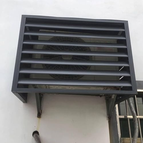 Außeneinheit: Fensterläden für Mini-Split-Aluminium, AC-Kondensatorabdeckung, schützender Außenfenster, Lüftungsschlitz, Lamellen, graues Flachdach, 110 x 60 x 80 cm