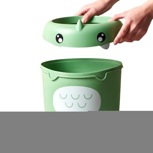 Kids Trash Can, Small Cute Dinosaur Garbage Bin, 11.81x8.66x6.3 Inches Large Capacity Miniature Waste Basket for Bedroom, Living Room, Kitchen, Apartment and Under Desk Use