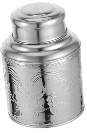 Tarro de Hojas de Té Suelto de Acero Inoxidable Portátil y Sellado | Tapa Incluida, Color Plata, Diseño Retro Sencillo, Apto para Cereal y Legumbres, Uso Práctico en Escritorio