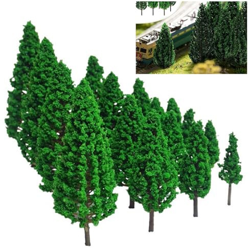 Modell Bäume Miniatur, Kunstbäume Modellbau, Zug Bäume, Eisenbahn Landschaft, Diorama, Modelleisenbahn Zubehör, Miniatur Deko für Projekte und DIY Landschaft, Wegweiser Holz, 3.5-16 cm, 16 Stück