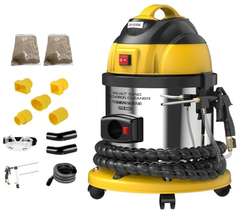 AUTOOL Maquina Chorro de Arena, 220V HTS558 Walnut Sandblasting Máquina de Limpieza de Válvulas de Admisión/de Cilindros de Motor/de Depósitos Carbonosos, con 2kg Abrasivo,Normas Europeas (HTS-558)