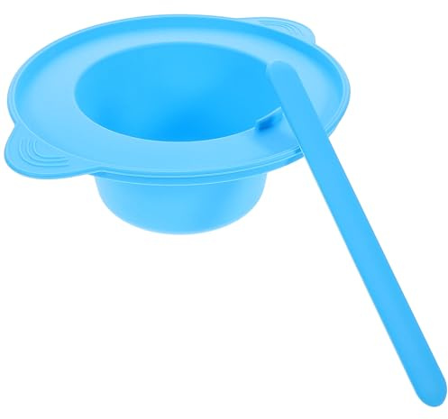 BELLIFFY Cuenco de Silicona para Mascarilla Facial y Calentador de Cera 500 Ml Grande Varilla Agitadora Azul para Uso en Salón y Hogar