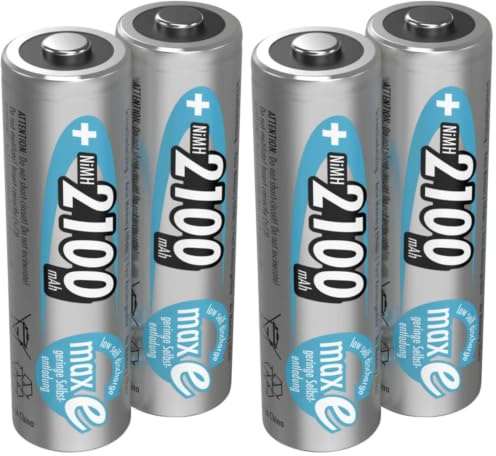 ANSMANN Piles Rechargeables HR6 NiMH 2100 mAh 1,2 V (Lot de 4) – Piles Rechargeables Mignon AA à Faible autodécharge – Accumulateurs pour appareils énergivores (Manette de Xbox, Lampe Frontale, etc.)