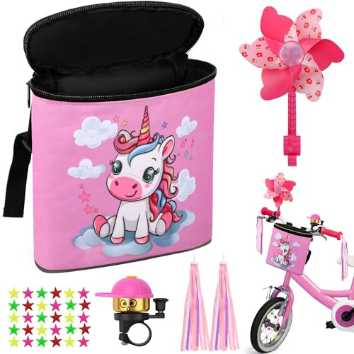 COZCLAM Kinder-Lenkertasche Rosa mit Klingel für Fahrrad und Laufrad