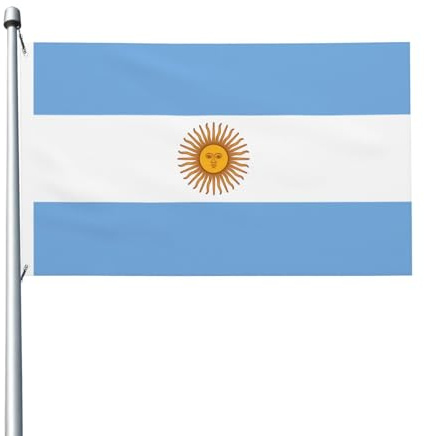 Bandiera argentina Stampe Bandiera su entrambi i lati 3 x 5FT leggera e resistente al colore con asole Ideale per feste all'aperto e giardini.