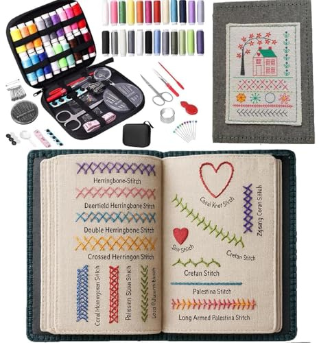 Genérico Libro De Bordado A Mano, Kit Bordado Terapéutico Melyoo Para Principiantes, 106 Patrones Y Herramientas De Costura Completas Con Tutorial