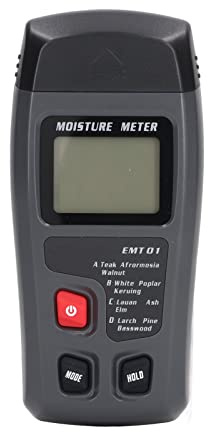 Digital Wood Moisture Tester with LCD Display - Needle Type Humidity Detector with 4 Calibration Scales for Wood Paperboard and Dry Goods - Portable Industrial Moisture Meter