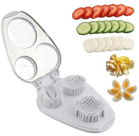 1Pcs 3 in 1 Egg Slicer for Boiled Eggs, 3 Slice Modes Stainless Steel Egg Cutter for Hard Boiled Eggs, Efficient Boiled Egg Top Cutter with Durable Construction, for Eggs, Butter, Strawberry, Food