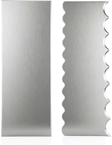 Xinjoduz 2 PCS Stainless Steel Cake Scraper Smoother, 8.7 Double Sided Patterned Stripe Edge Smoother Metal Cake Scraper Decorating Supplies for Frosting Icing Butter Mousse Cream Decoration