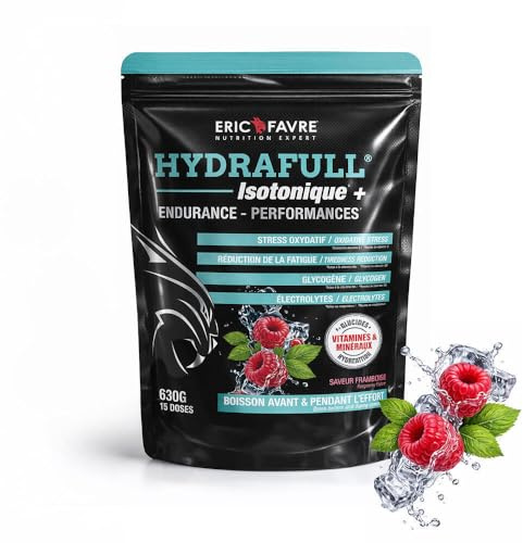 BOISSON ISOTONIQUE Hydrafull Endurance - Triple Source Glucides - Électrolytes & Vitamines - Énergie Rapide et Durable - 630g - Saveur Framboise - Eric Favre
