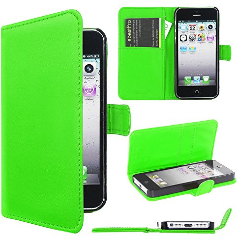 ebestStar - Coque Compatible avec iPhone SE 5S 5 Apple Etui PU Cuir Housse Portefeuille Porte-Cartes Support Stand, Vert [Appareil: 123.8 x 58.6 x 7.6mm, 4.0'']