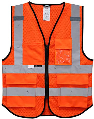 Salzmann Gilet de Sécurité - Gilet réfléchissant de haute visibilité avec plusieurs poches - Fabriqué avec du matériau réfléchissant 3M