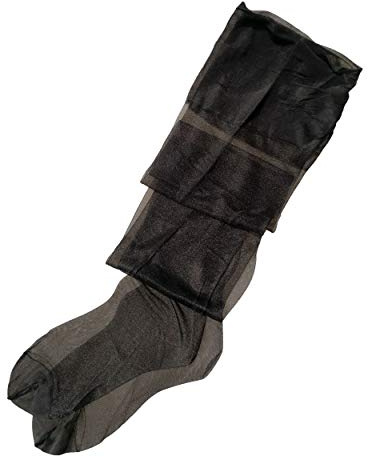 Women's Vintage Thigh High See Through 10D Non-stretch RHT Silk Stocking 928 , Black, L