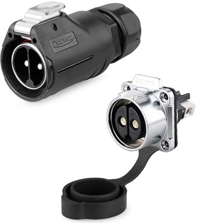 CNLINKO 2 Pin 50Amp Power Industrial Circular Connector, Male Plug & Female Panel Mount Receptacles Socket Jack, Rated 50amp, Outdoor Waterproof IP67, Easy Plug and Pull, Screw Locking Termination