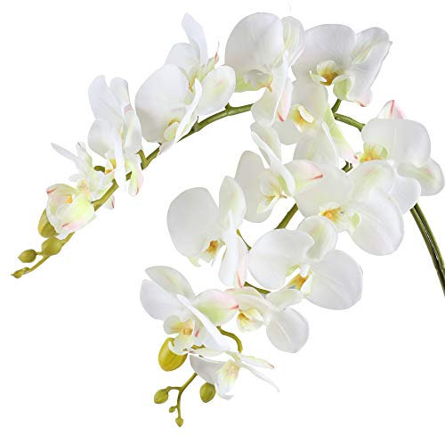 Famibay Kunstblume Orchideenzweig Phalenopsis Orchidee Künstlich Weiß Orchidee Blumen Real Touch