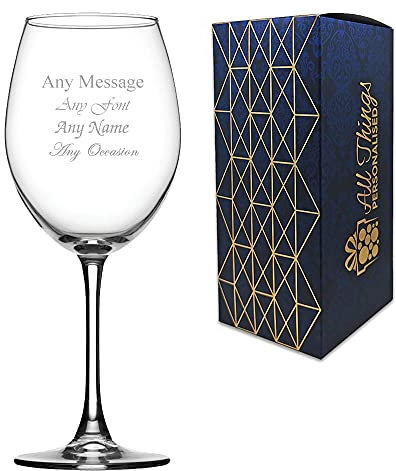 Personalised Engraved 21.5oz Large Enoteca Wine Glass, Personalise with Any Message for Any Occasion, Stylize from a Variety of Fonts, Gift Box Included