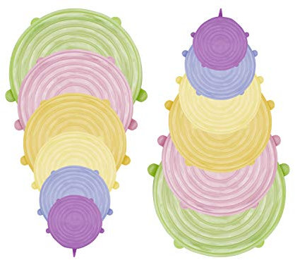 BEPER C102COC101 Coperchi in Silicone Estensibile, 12 Pezzi Colorati - Coperchi Silicone di Diverse Dimensioni, BPA FREE