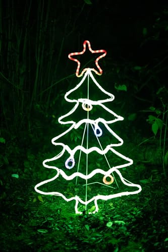 Garden Mile Festive Lighting Large Pre-Lit Christmas Tree Rope Lights Xmas Tree Silhouette LED Lights Waterproof Indoor and Outdoor Christmas Decoration Xmas Home Decor (Christmas Tree)