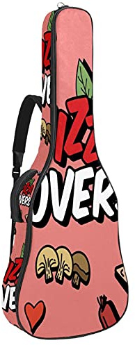 107 cm Gitarrentasche Gitarrentasche Rucksack für E-Gitarre, Akustik-Bass, Konzertgitarre, Ukulele, Mandoline, Pizza-Liebhaber, Herzpilz