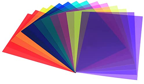 14 Pieces Correction Gel Light Filter Lighting Film Plastic Sheets Color | Transparent Light Filters Film with 7 Colors for Photography Flash,29.7x21CM
