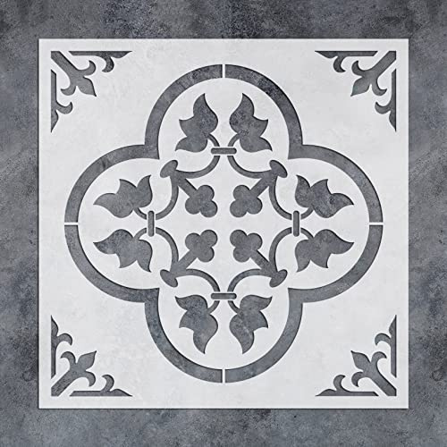 GSS Designs Moroccan Pattern Tile Stencil 12x12 Inch DIY Furniture Floor Painting Stencils for Kitchen Bathroom Paint Stencils for Walls and Floors
