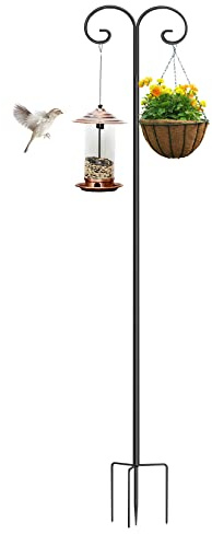 unho Garten Schäferhaken Laternenstab,190cm Metall Gartenstab für Vogelkäfige, Solarleuchten, Laternen, Hochzeiten, Pflanzkörbe