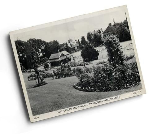 A4 PRINT - Vintage Wales - Rose Garden & Pavilion, Cwmdonkin Park, Swansea
