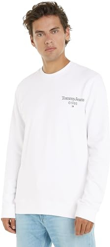 Tommy Jeans Herren Sweatshirt Tjm Reg Entry Graphic Crew ohne Kapuze, Weiß (White), L