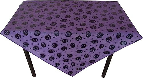 Mantel de Halloween con diseño de calabaza en color lila, ideal para decoración de otoño para la mesa
