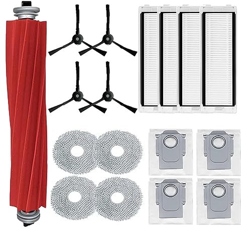 Odashen 17 Stück Zubehör Ersatzteile für Roborock Q Revo für Roborock P10 Roboter-Staubsauger, 1 Hauptbürste, 4 Wischtuch, 4 Staubbeutel, 4 Hepa-Filter, 4 Seitenbürste (Schwarz)