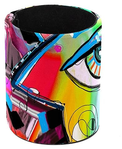 Eslifey Pen Holder Round Pencil Holder for Desk, Abstraction Doodle Bird Eye Digital Painting Pen Pot Pen Cup Makeup Brushes Holder Stand Display Desk Stationery Organiser for Home Office School