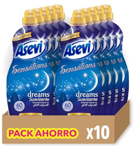 Asevi Suavizante para Ropa Sensations Dreams - Suavizante Concentrado para Lavadora con Efecto Relajante para Dormir - Esencias Naturales - Suavidad Duradera para Todo Tipo de Tejidos - 10x60 Lavados