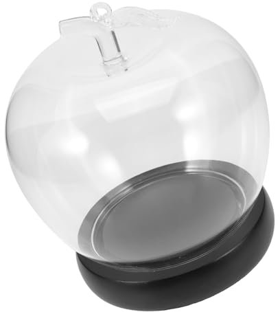 PRETYZOOM Apple Glass Cover Display Case Glowing Base for Preserved Flower Adornment and Glass Dome Collections