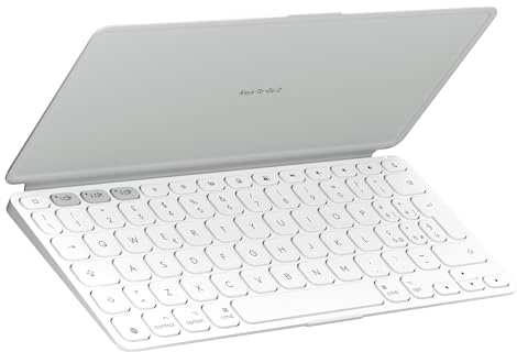 Logitech Keys-To-Go 2, tastiera Bluetooth portatile per tablet - QWERTY ITA | Coperchio integrato, wireless sottile e compatta per Windows, Android, Linux, iPad, iPhone, Mac, Apple TV, Bianco