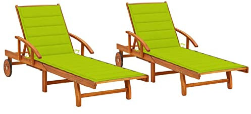 Festnight Doppelliege Outdoor 2 Personen Gartenliege Klappbar Doppel Massivholz Sonnenliege Holz Sonnenbett Liege Outdoor Holzliege mit Rollen und Tisch Ausziehbar