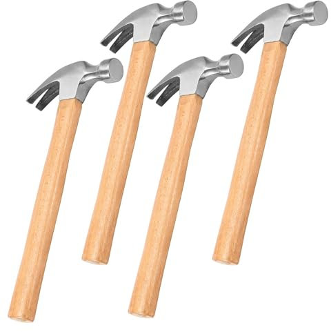 FUNSUEI 4 PCS 26 OZ Claw Hammer, Straight Claw Hammers, Carbon Steel Rip Claw Hammer with Wood Handle for Prying Nails, Woodworking, Repairing