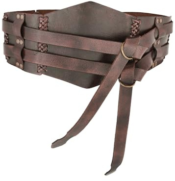 Ulfberth Breiter Ledergürtel, Unisex Doppelgürtel aus Leder | Damen & Herren, Breiter Gürtel, Mittelalter, Wikinger, Langgürtel, LARP, Reenactment, Pirat, Fantasy Cosplay