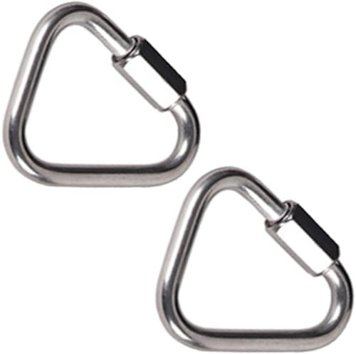 Delta Quick Link M10 Mousquetons Triangulaires en Acier Inoxydable,Mousqueton INOX Maillons Mousqueton a Vis,Triangle Quick Link Crochet,pour Plein air Camping,Randonnée,Pêche,2 Pcs