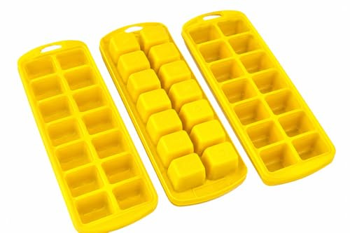 Large Ice Cube Trays – Pack of 3 | Easy Ice Cube Moulds | Large Ice Cubes for Whisky, Cocktails, Juice & Soft Drinks | Available in Yellow, Green, Blue & Red