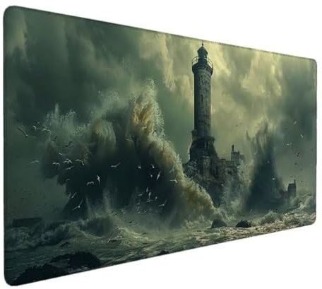 Alfombrilla Ratón XXL 1200x600 Gaming Mouse Pad XXL - Precisión y Velocidad en Juegos - Antideslizante Alfombrilla Escritorio - Superficie de Tejido Mouse Pad - para Ratón y Teclado (Gris, Ondas) T-I