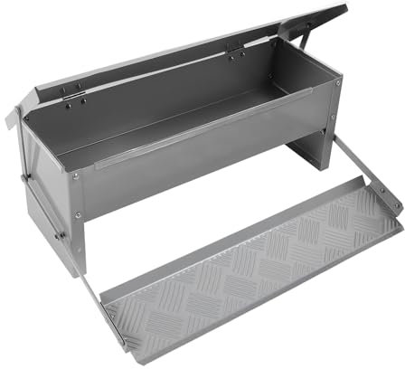 Automatischer Hühnerfutterspender, Großer Geflügelfutterspender aus Stahl mit Deckel für den Bauernhof, Oberer Deckel Lässt Sich Leicht öffnen, Wasser- und Feuchtigkeitsbeständig