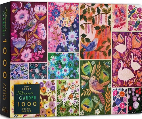Elena Essex Puzzle 1000 Teile - Nature's Garden, Puzzle für Erwachsene, Puzzle Schwer 1000, Buntes Tier Vogel Blumen Schmetterlings, Puzzlegröße 70 x 50 cm