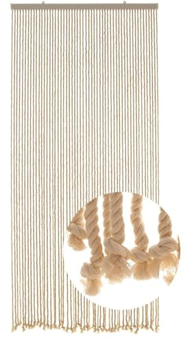 HAB & GUT -DV0110- Seilvorhang Türvorhang MARE 54 Stränge 90/195 cm Beige Zimmertüren Insektenschutz Balkon Terrasse Boho