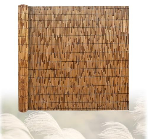 BZCKBZ Schilfrohrmatte Sichtschutzzaun Natur Schilfzaun Garten Schilf Sichtschutz Zaun Trennwand Dekozaun, Verschiedene Größen, Schilf Rolle(130x350cm(4.3x11.5FT))