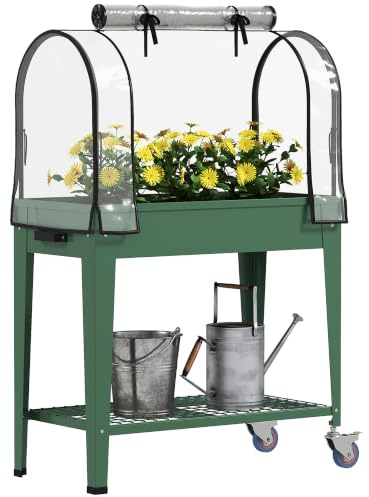 Outsunny Hochbeet mit Gewächshausabdeckung, 80 x 40 x 120 cm, grün