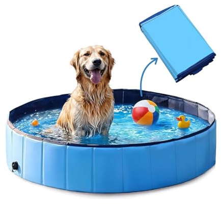 Piscine Pliable pour Chien,80 * 20CM Piscine pour Grands et Petits Chiens,Pliable en PVC Bassin pour Chiens,Baignoire pour Chien pour Intérieur(Bleu)